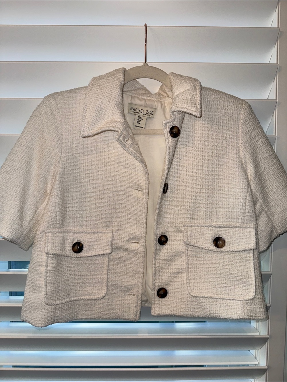 Rachel Zoe Ivory Tweed Short Blazer